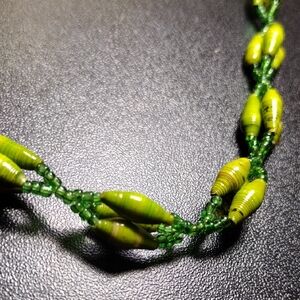 Green Beaded And Shell Like Thingies... Necklace - Fashion/ Beaded Jewelry -